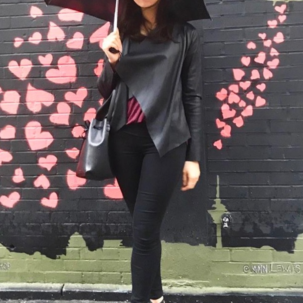 Zara Faux Leather Drape Jacket